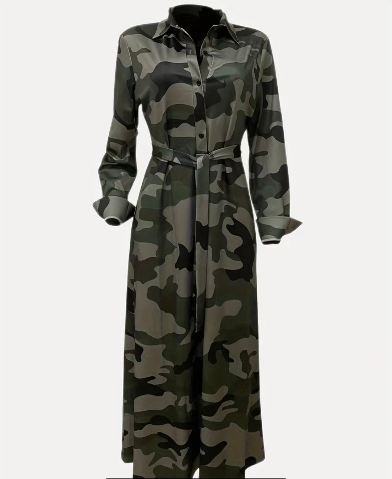 Cameo print button front dress