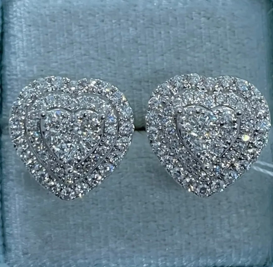 Desired Hearts Sparkling Cubic Zirconia Stud Earrings