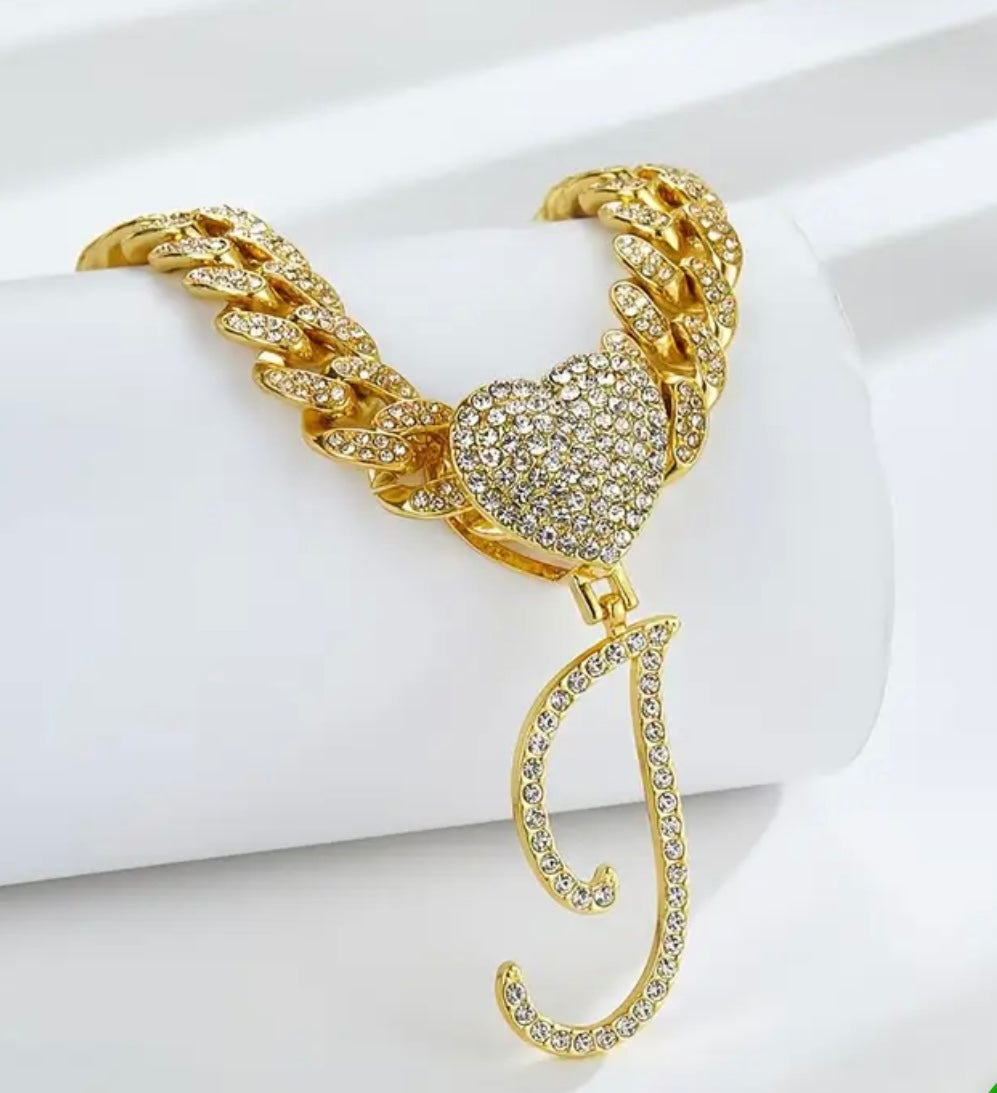 Monogram Princess Heart  Necklace