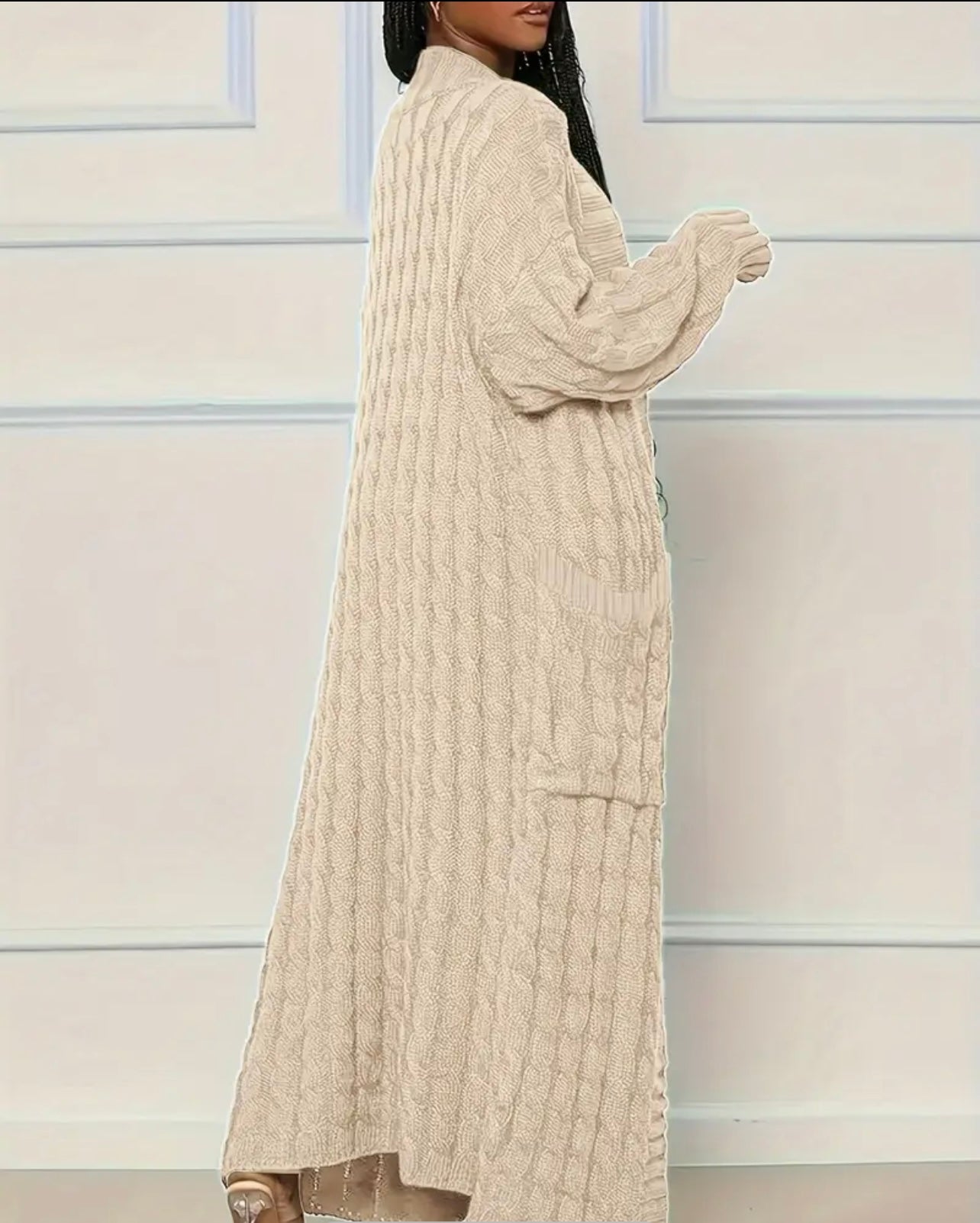 Casual Solid Color Cable Knit Cardigan