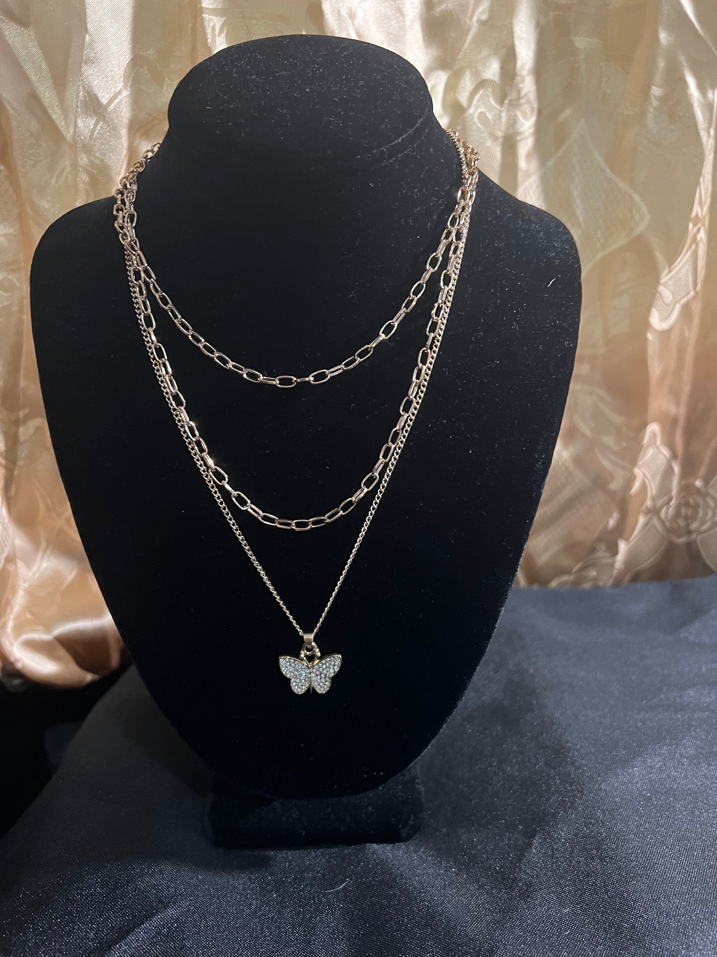 Triple butterfly necklace