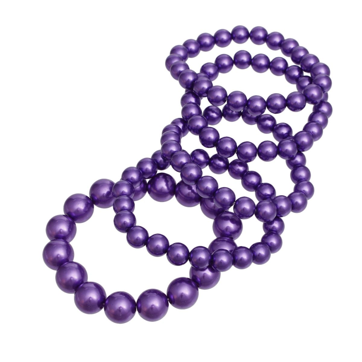 Pearl Bracelets Purple 5 Pcs Set for Women