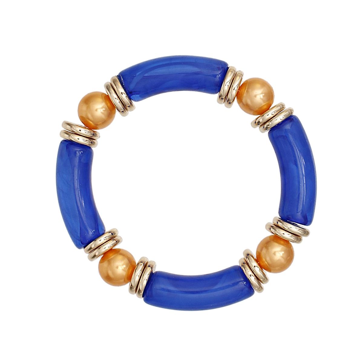 SGRHO Marbled Blue and Gold Pearl Stretch Bracelet