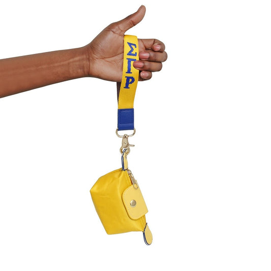 SGRHO Soror Yellow Nylon Wristlet Strap Mini Pouch
