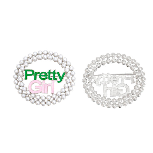 AKA Sorority White Pearl Pretty Girl Brooch