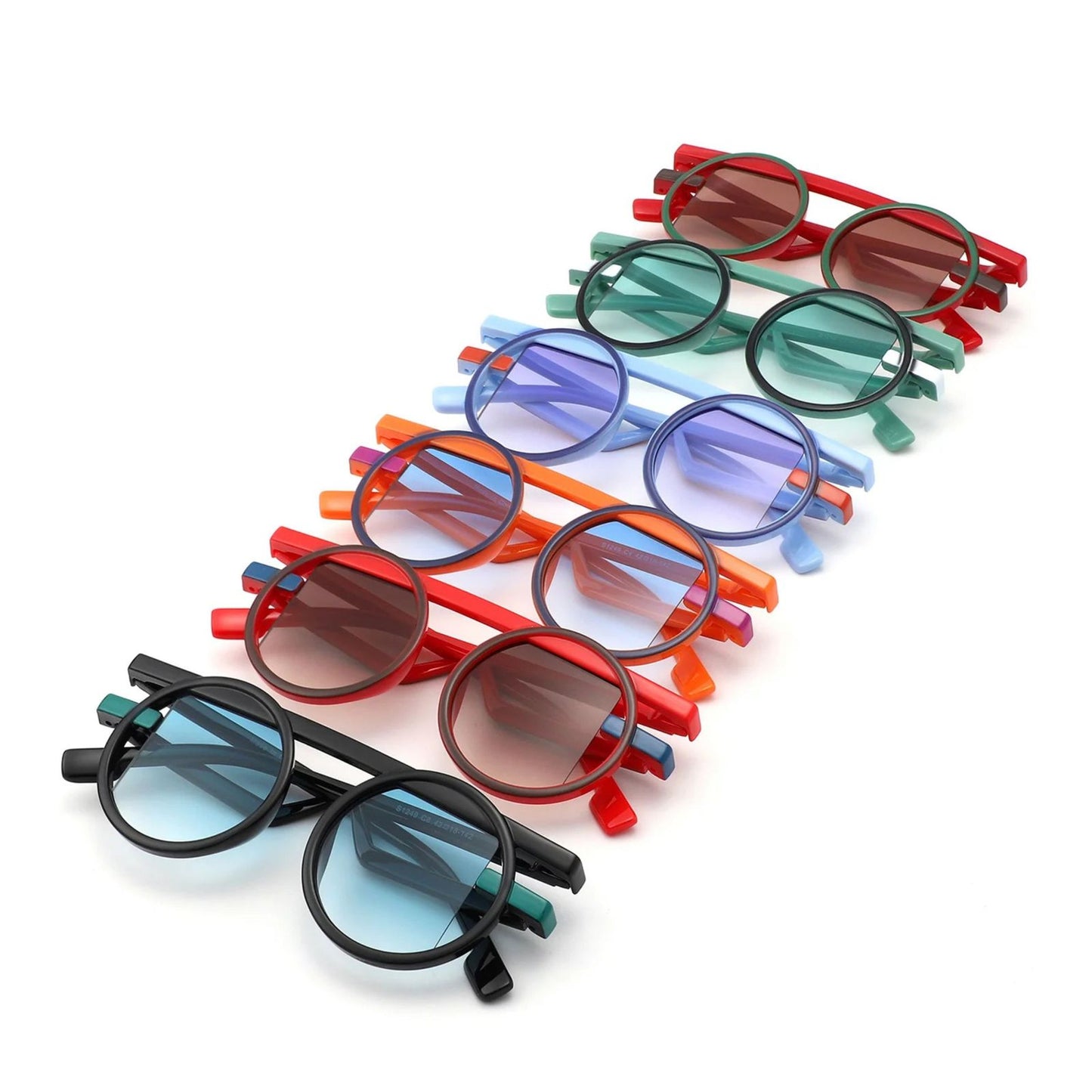 Sunglasses Orange Round Futuristic Double Frame