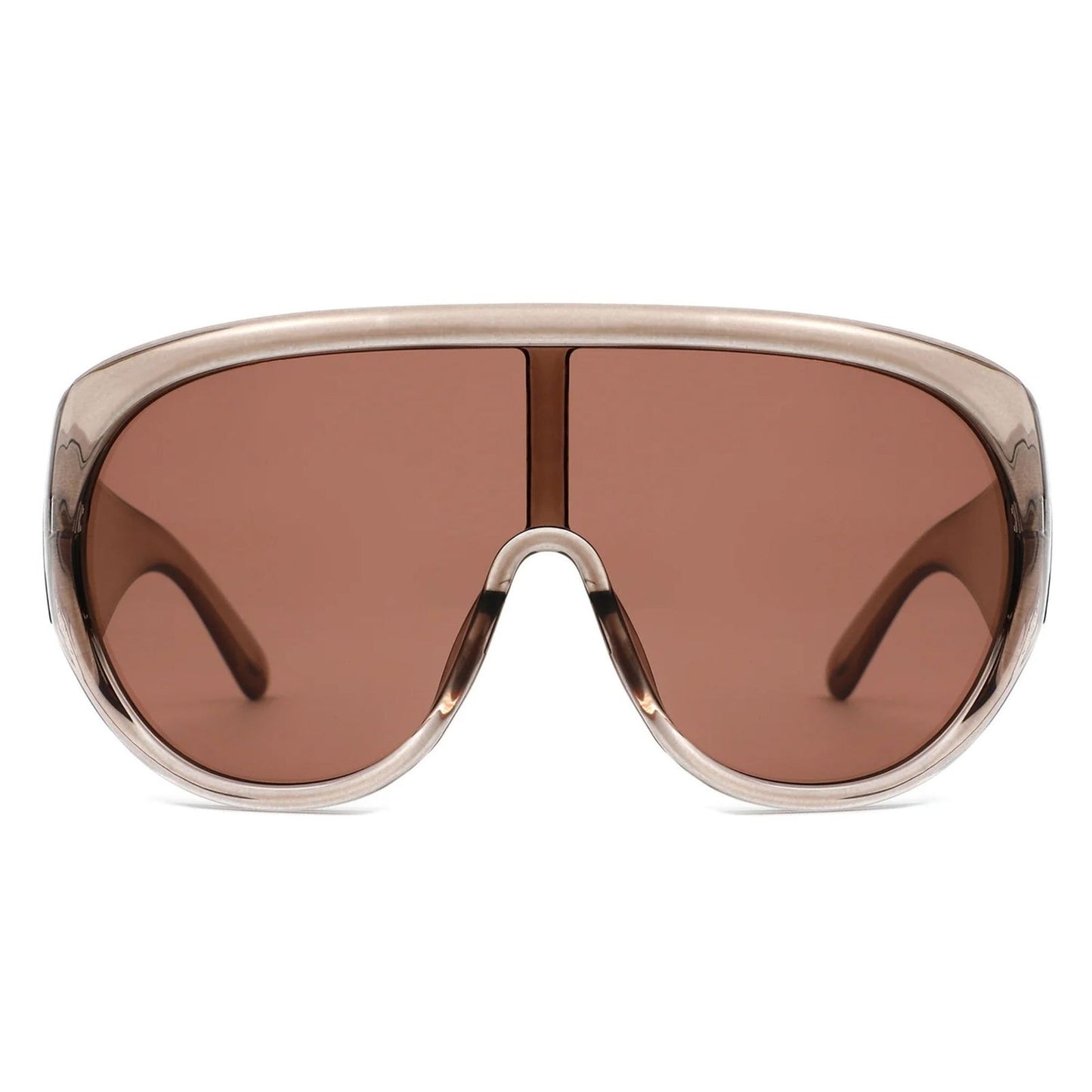 Sunglasses Gray Retro Rounded Visor Women