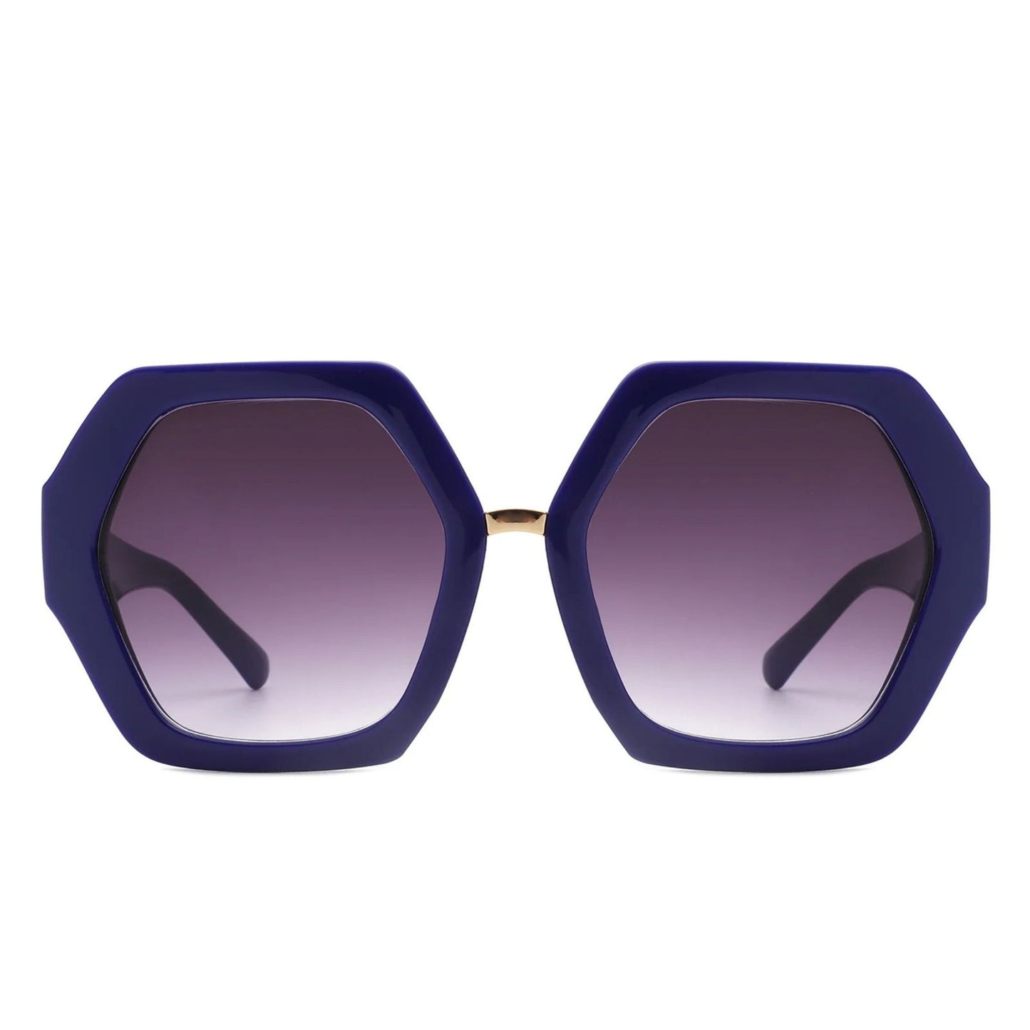 Sunglasses Royal Blue Geometric Hexagon Oversized