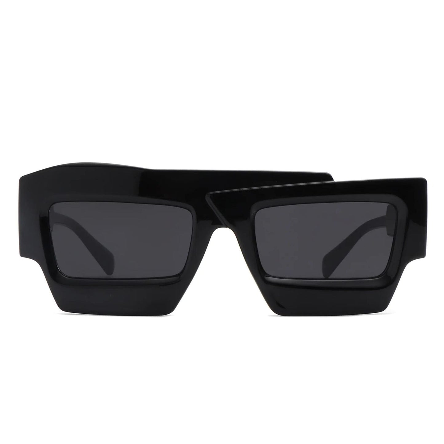 Sunglasses Black Flat Top Irregular Square Women