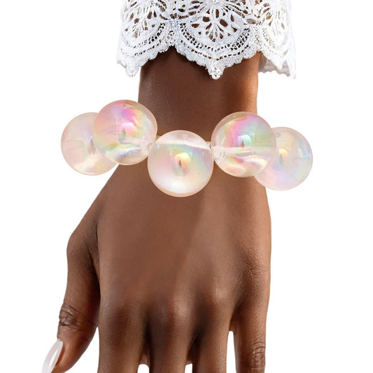 Bracelet Clear Iridescent Bubble Ball Bead