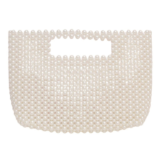 Clutch Vintage Cream Pearl Cut Out Handle Bag