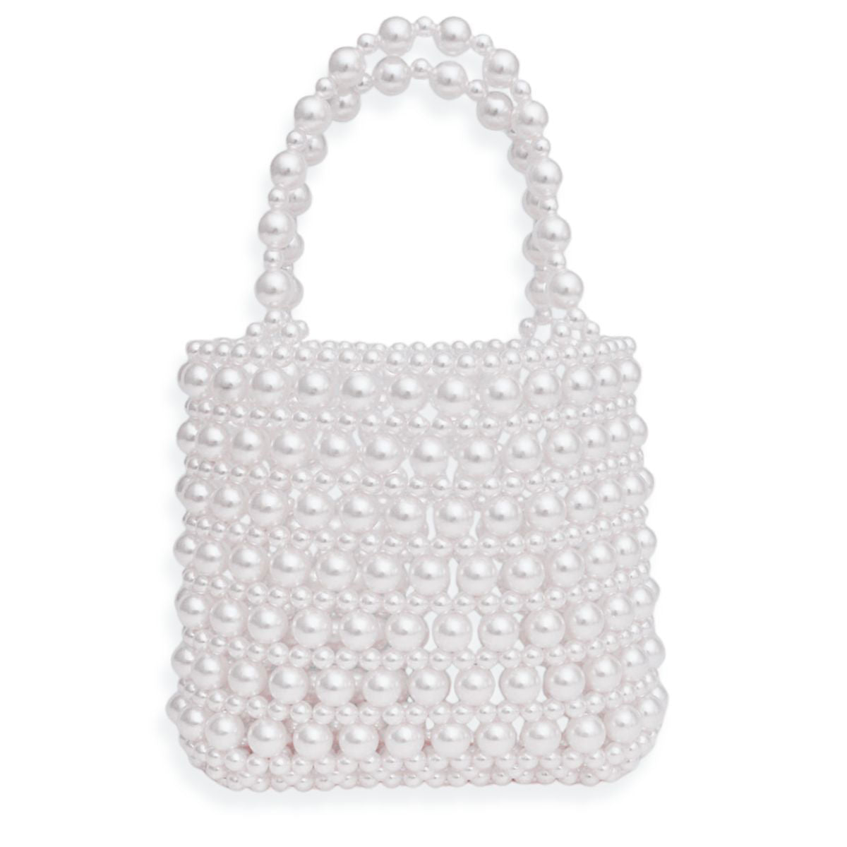 Top Handle Vintage Woven White Pearl Crossbody Bag