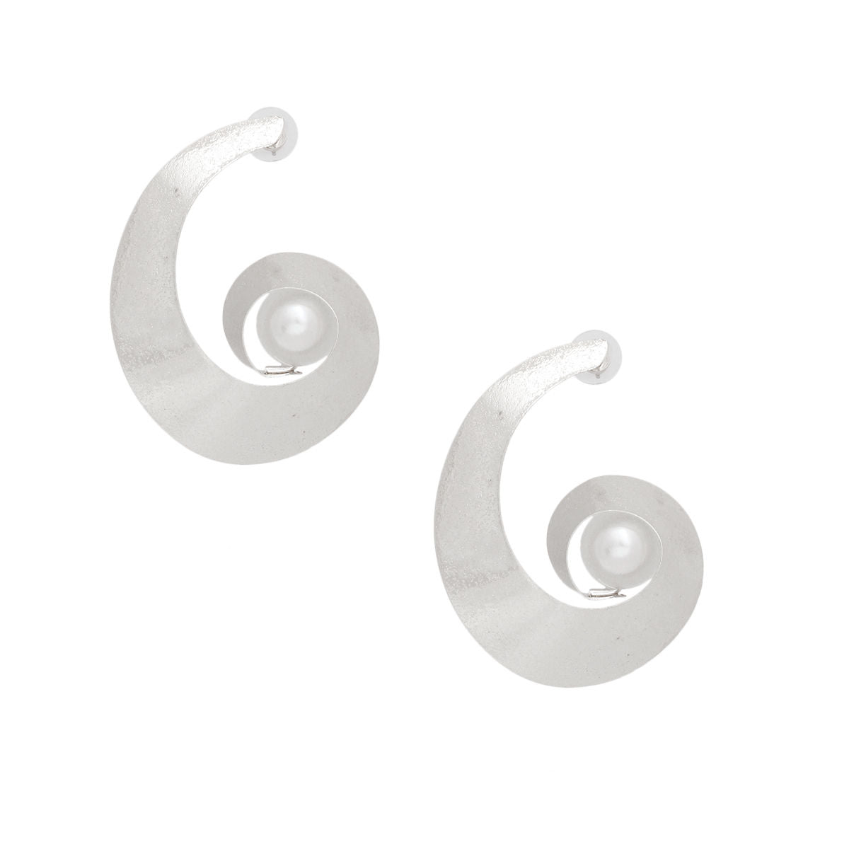 Studs Handmade Silver Spiral Pearl Earrings Women