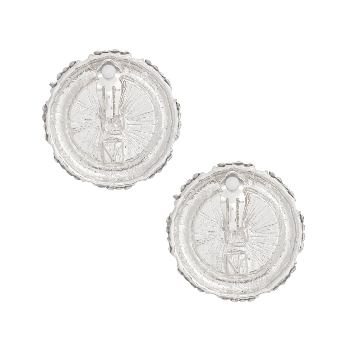 Clip On Vintage Silver Metal and Moonlight Earring