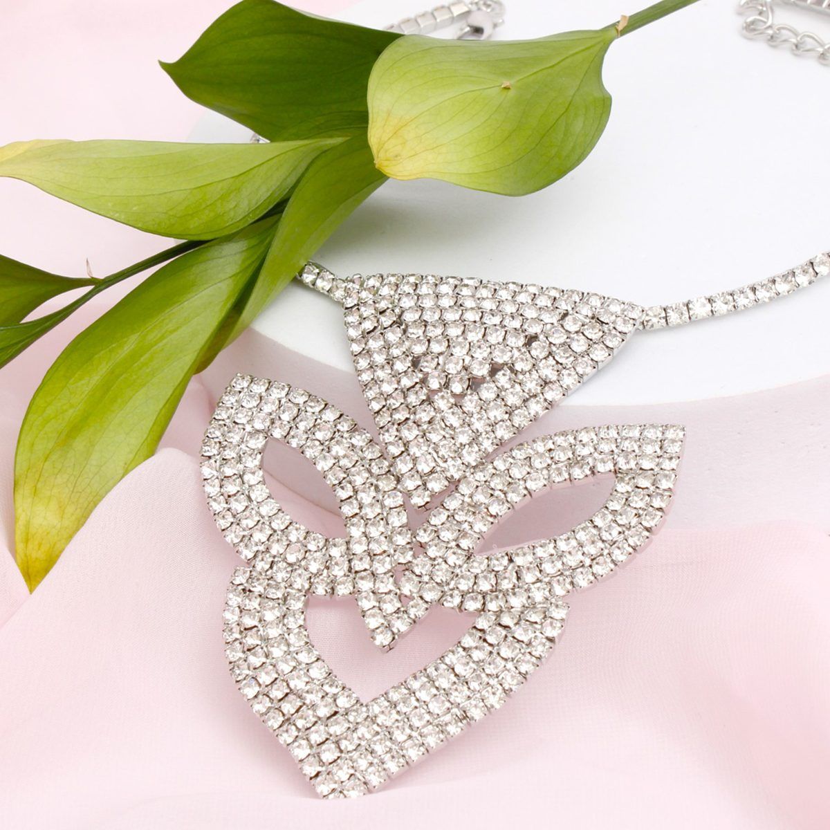 Choker Silver Brilliant Art Deco Pave Pendant Set