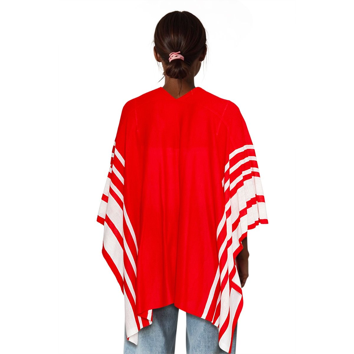 Ruana Red and White Stripe for Women