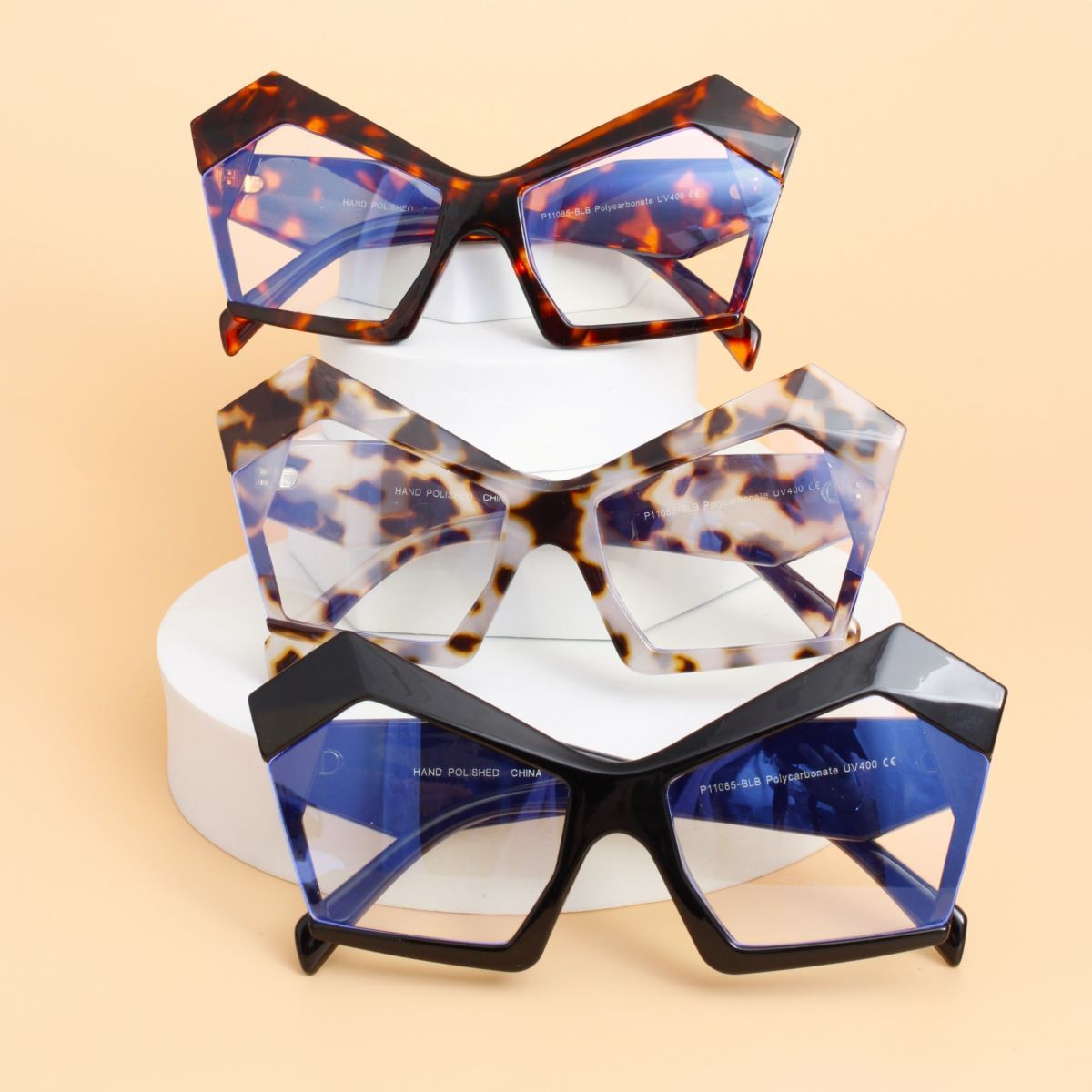 BLB Glasses Blue Dramatic Cat Eye Retro Eyewear