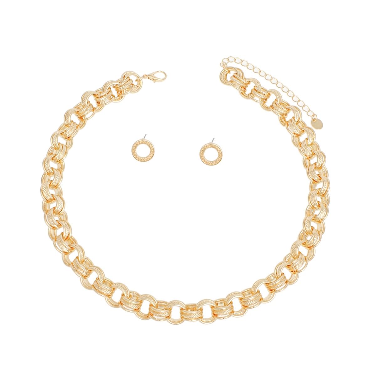 Chain Chunky Gold Triple Ring Necklace for Women