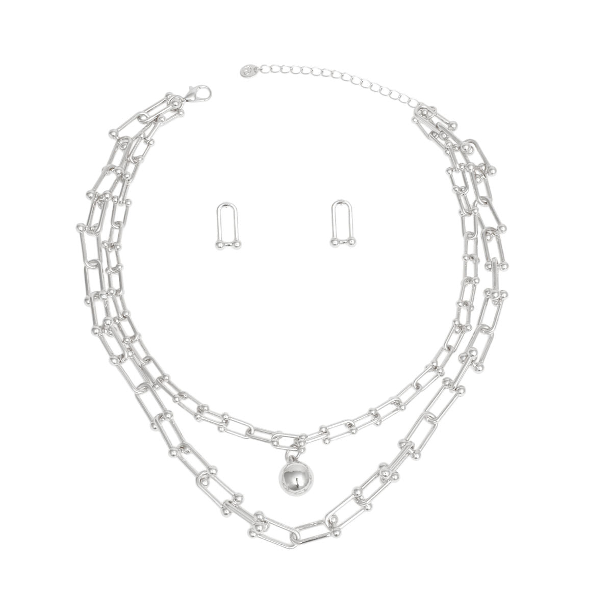 Chain Silver Gauge Links Layered Necklace Women