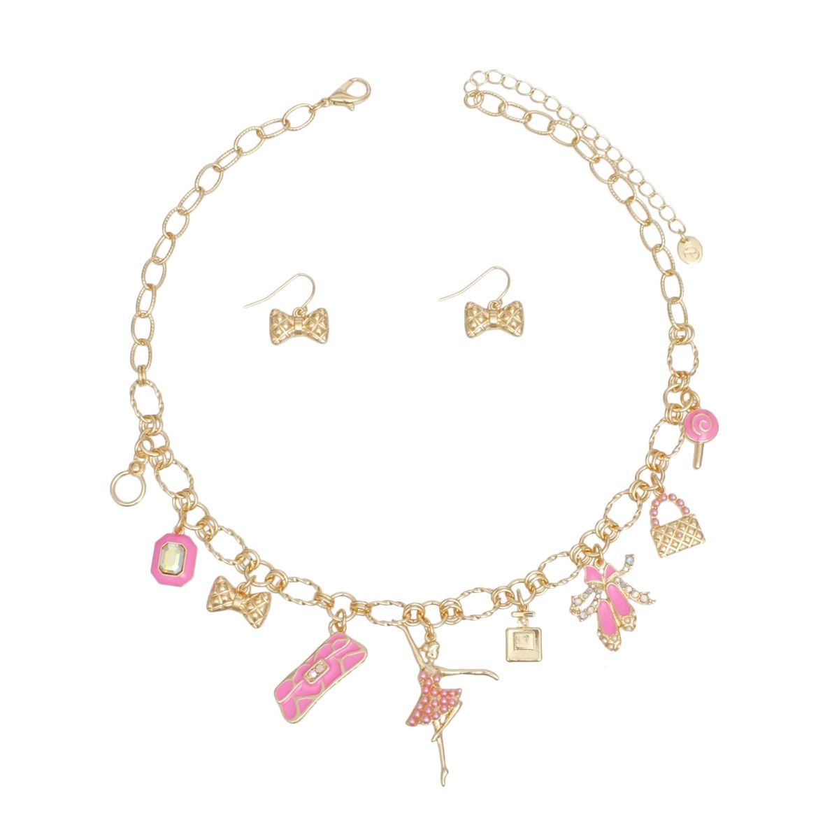 Charm Gold Pink Ballerina Boutique Charm Necklace