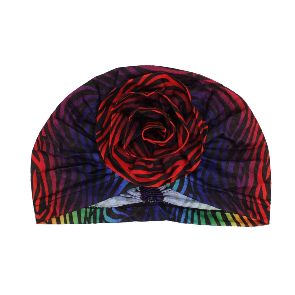 Turban Pre-Tied Flower Red Ombre Zebra for Women