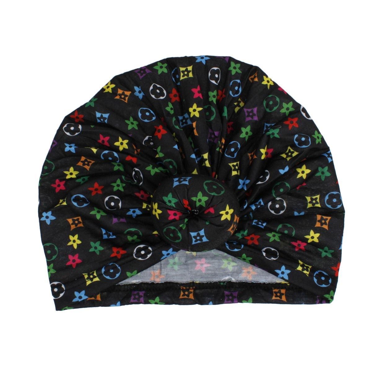 Turban Pre-Tied Donut Black Monogram Print Women