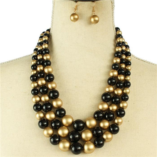3 LAYERED PEARL NECKLACE SET