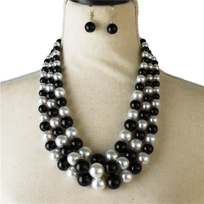 3 LAYERED PEARL NECKLACE SET