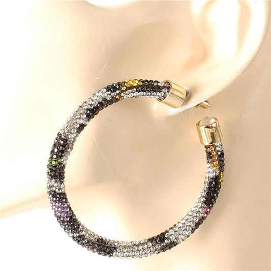 60MM FASHION CRYSTAL HOOP EARRING