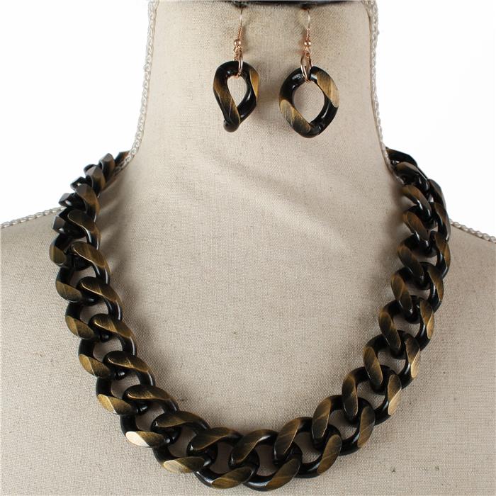 METAL LINK CHAIN NECKLACE SET
