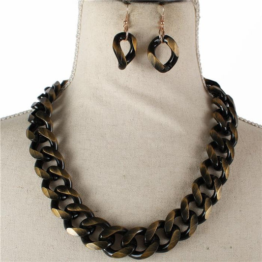 METAL LINK CHAIN NECKLACE SET