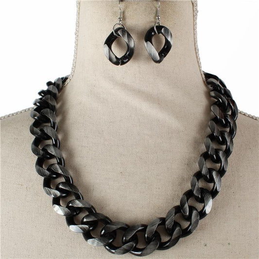 METAL LINK CHAIN NECKLACE SET