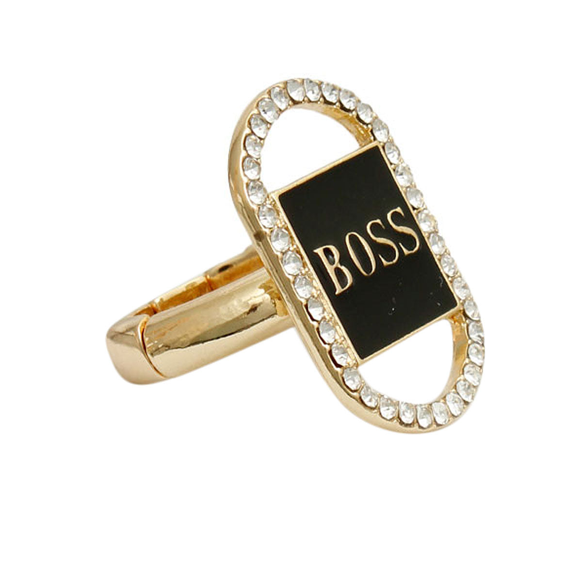BOSS Black Oval Rhinestone Ring