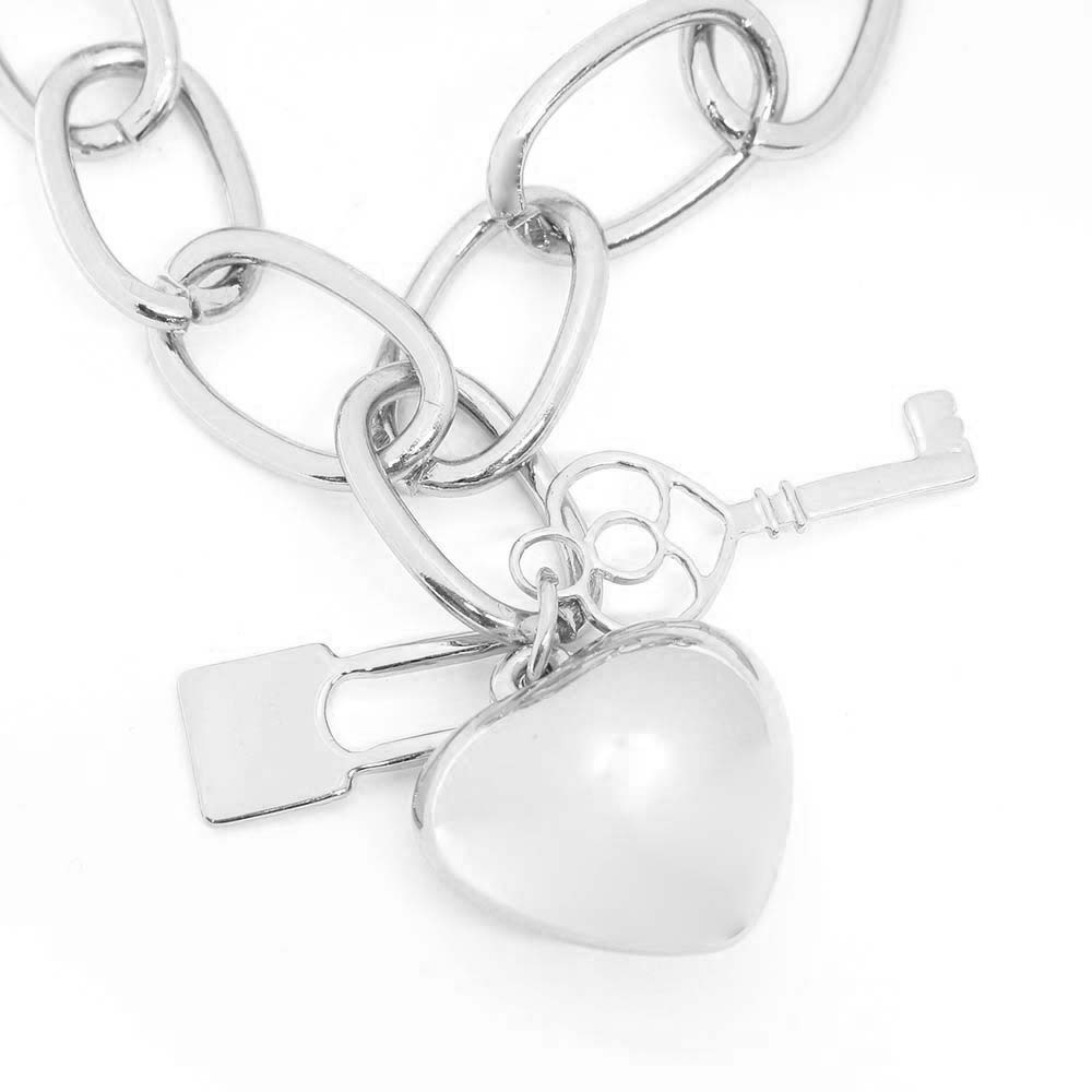 METAL HEART KEY LOCK PENDANT NECKLACE