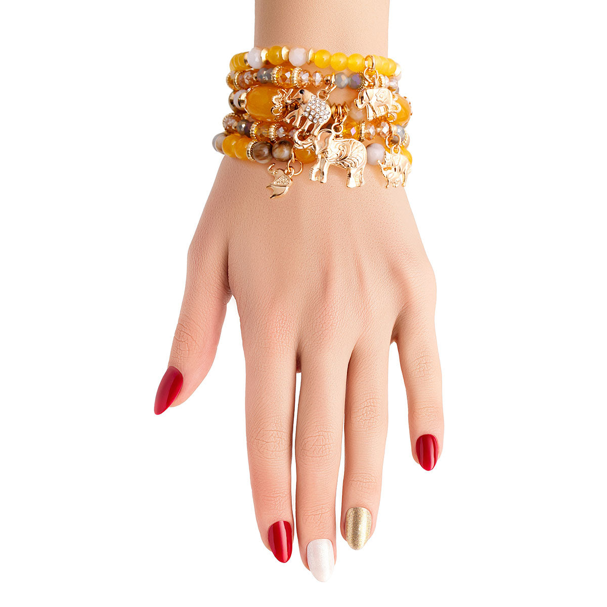Yellow Bead Elephant Bracelets