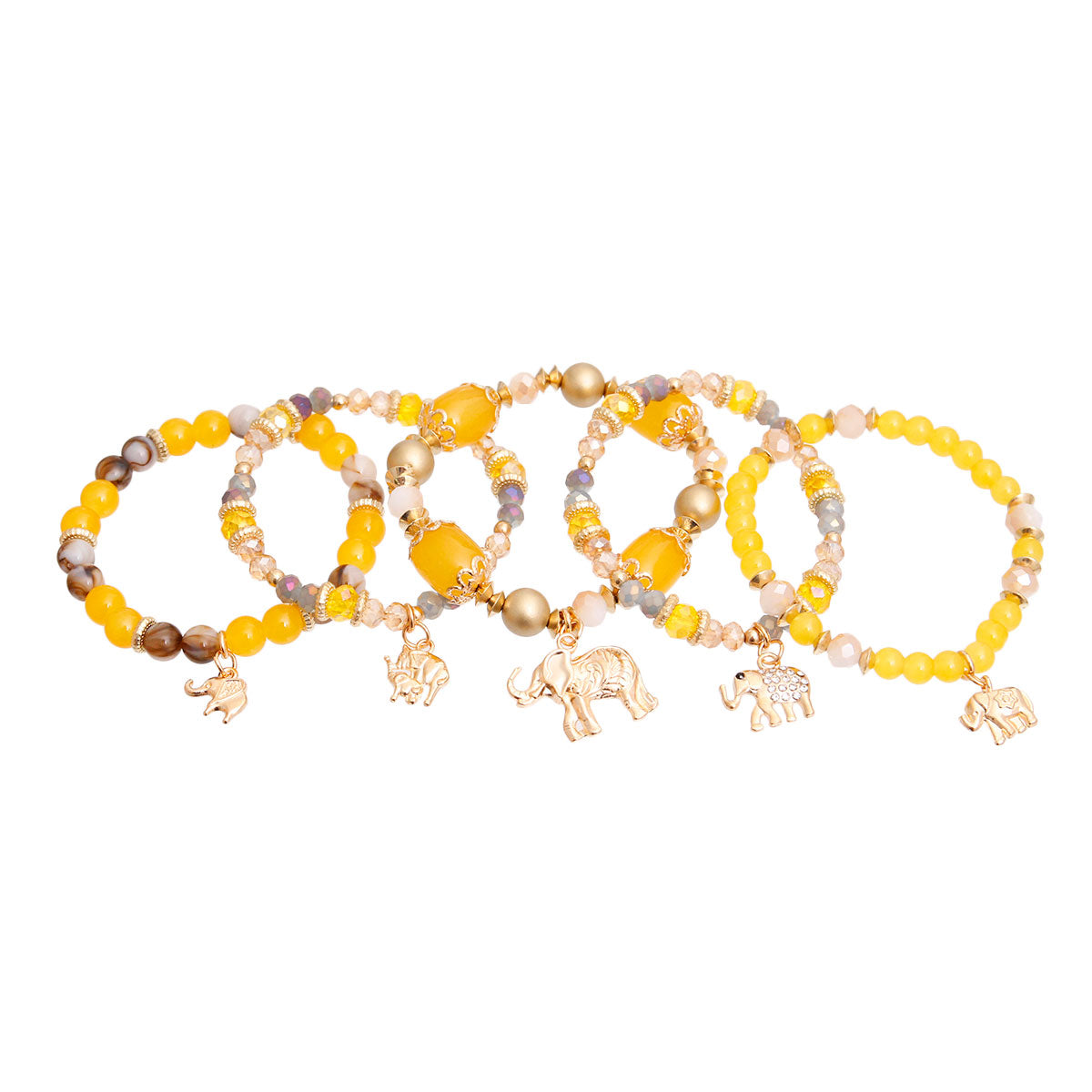 Yellow Bead Elephant Bracelets