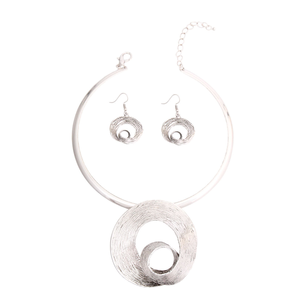 Silver Twisted Metal Choker Set