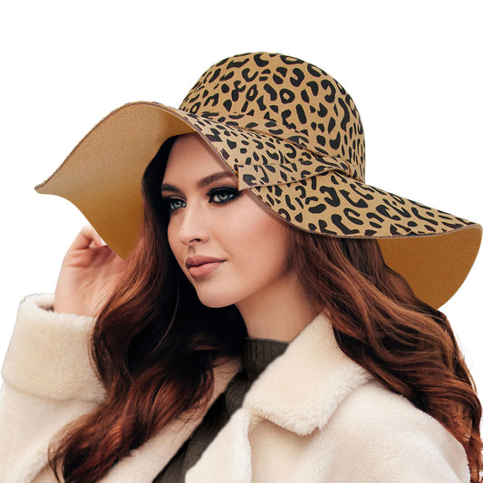 Brown Leopard Wide Brim Floppy Fedora