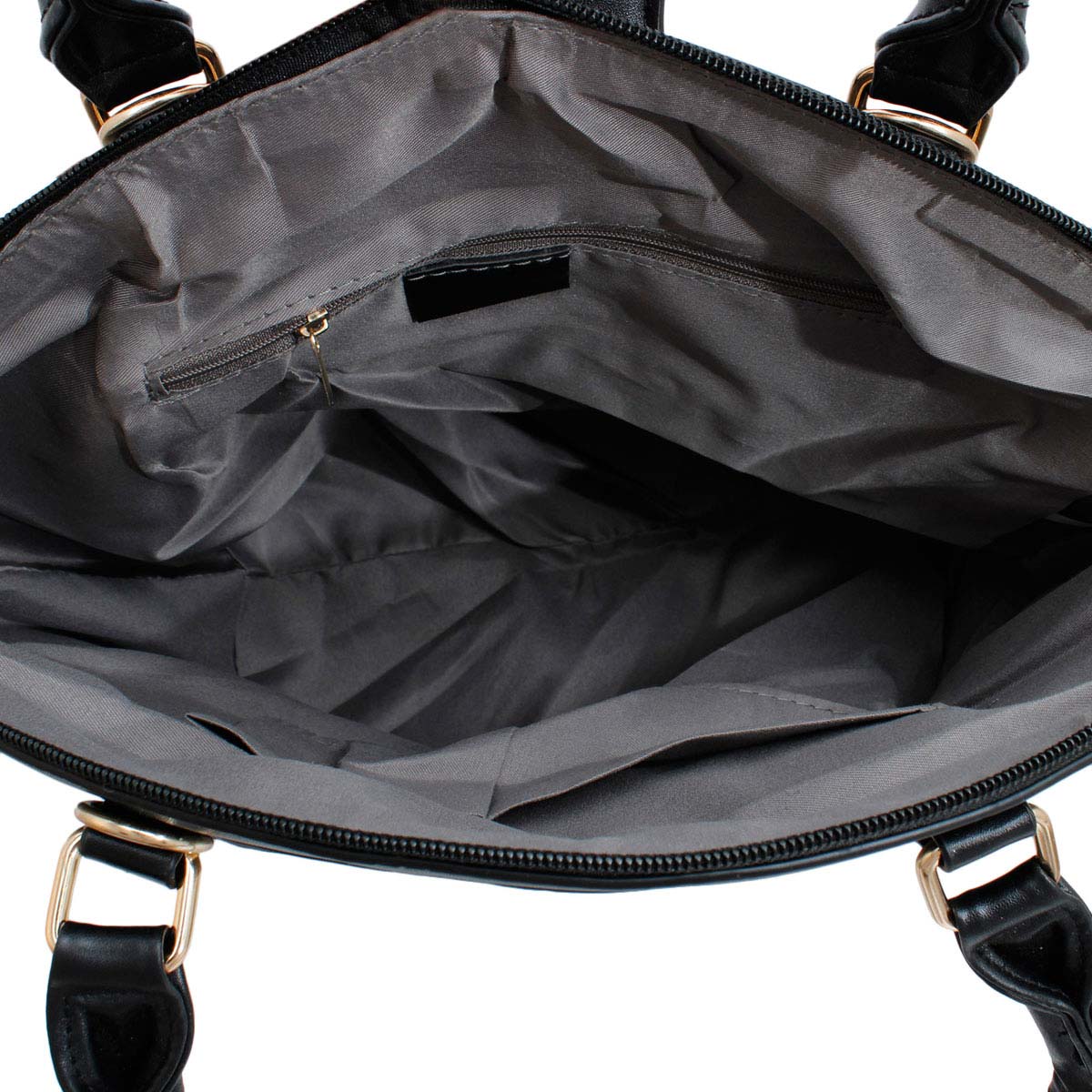 Black Croc Zipper Tote Handbag