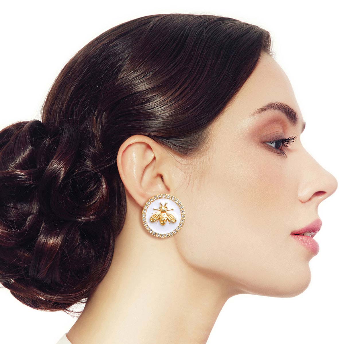 Gold Crystal 3pcs Bee Designer Studs