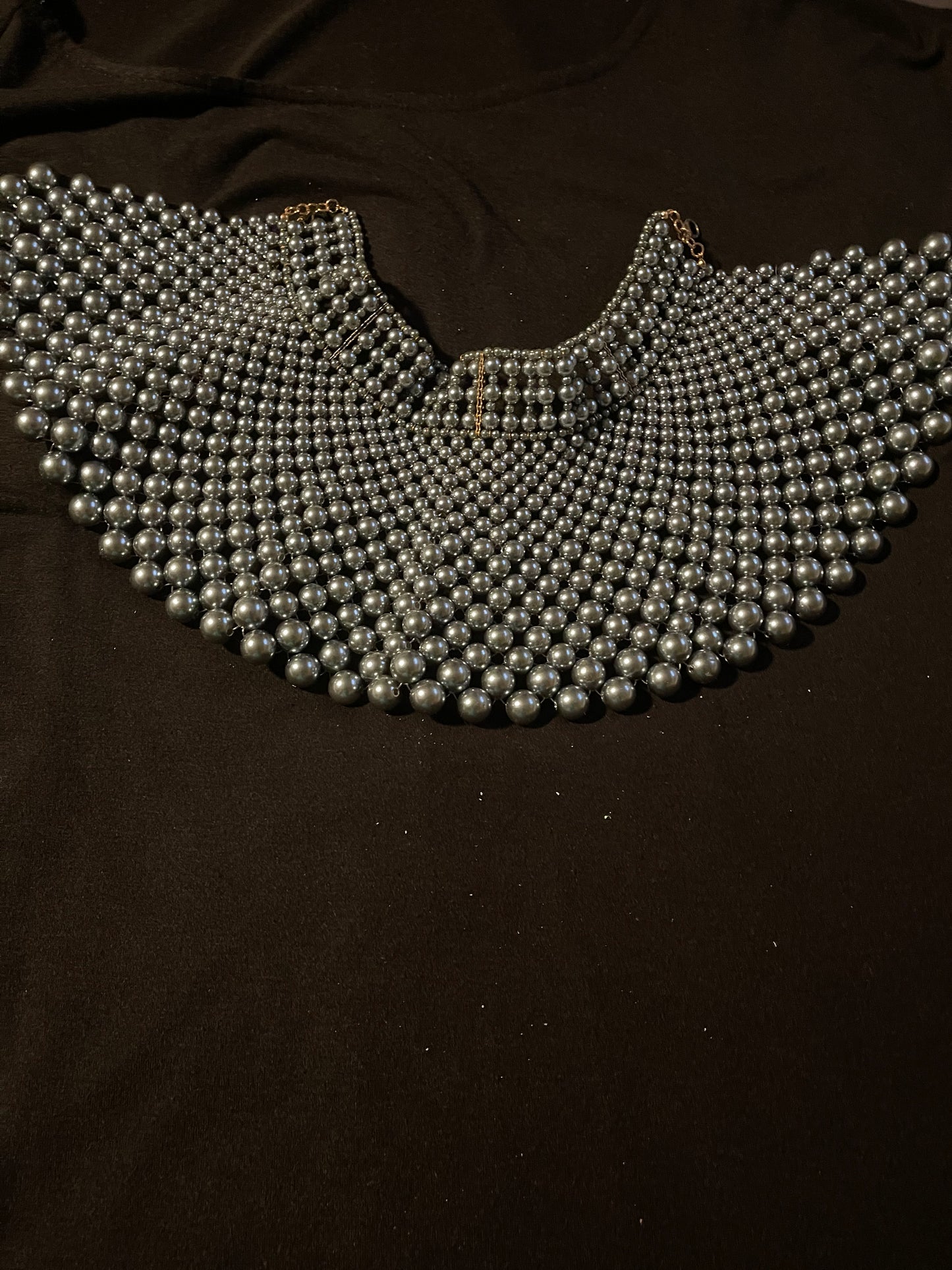 Silver beaded bib