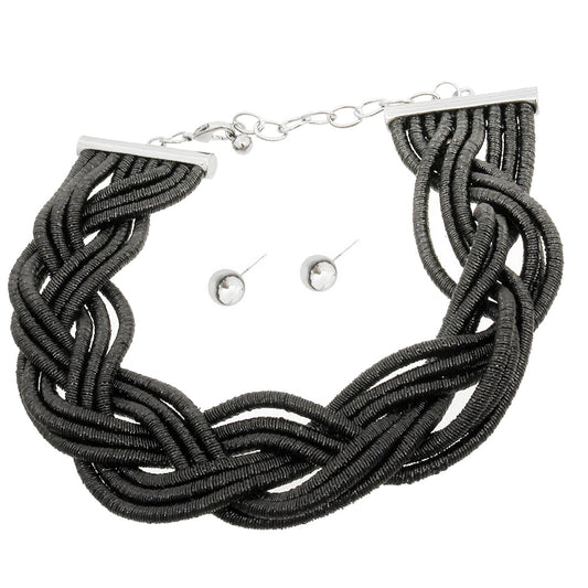 Twisted Black Cord Choker