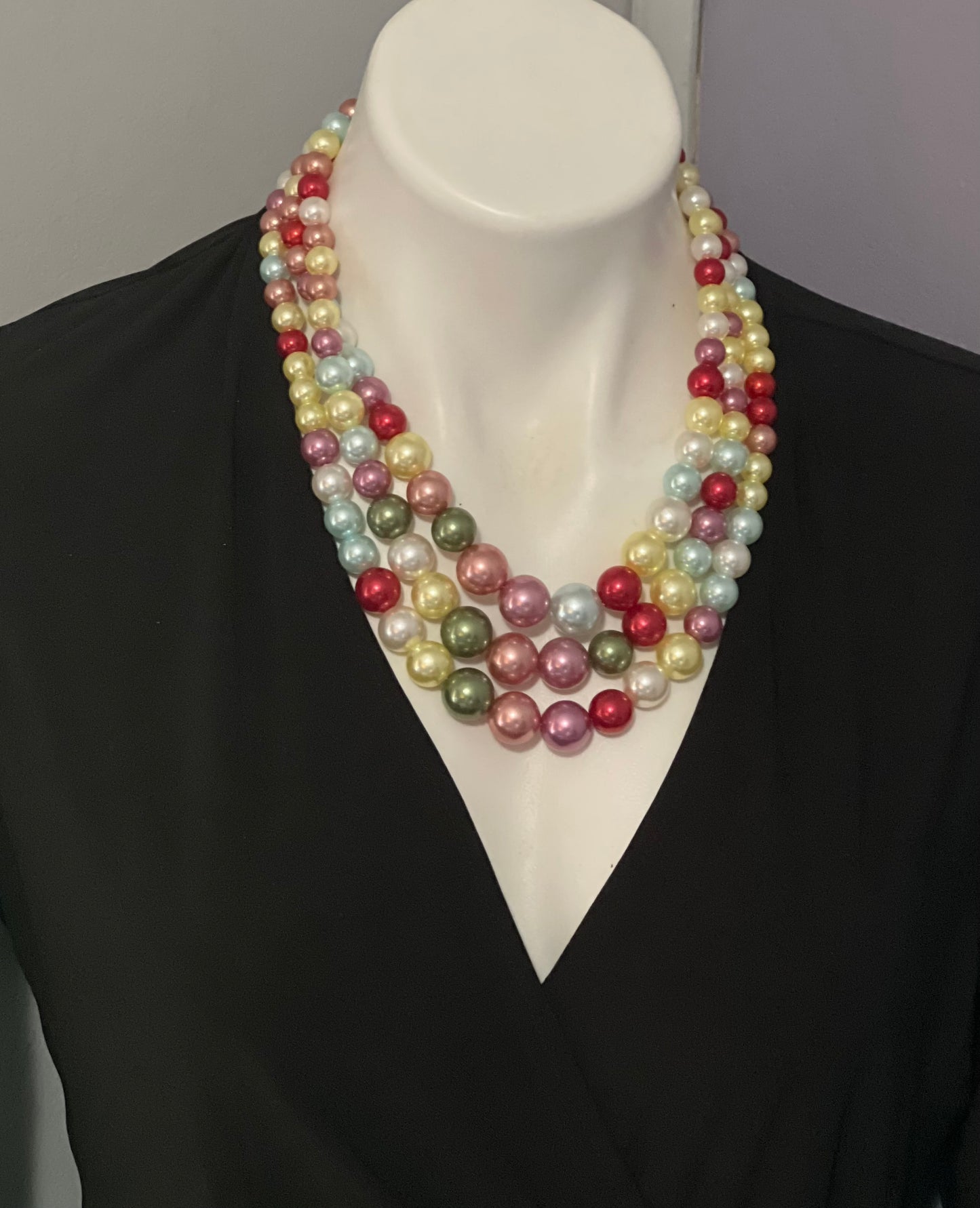 Bubble gum Pearl Necklace set