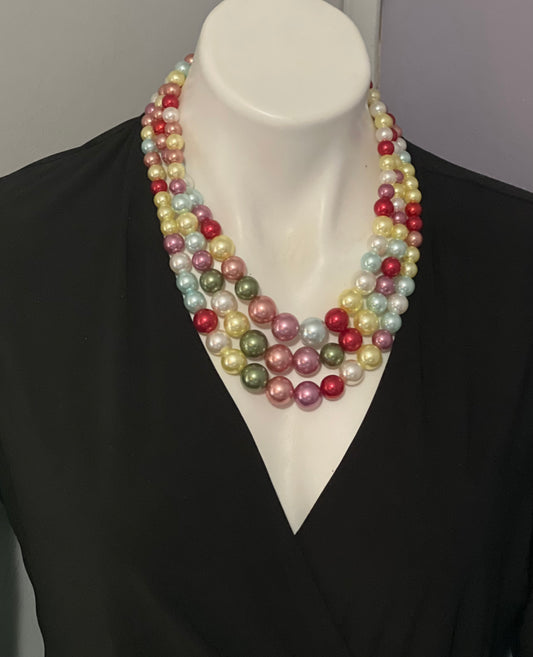 Bubble gum Pearl Necklace set