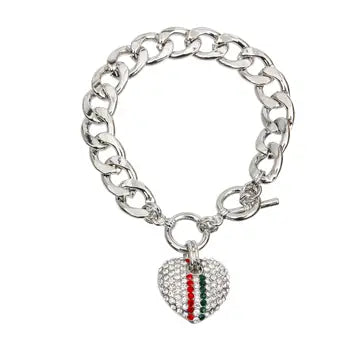 Rhinestone heart bracelet