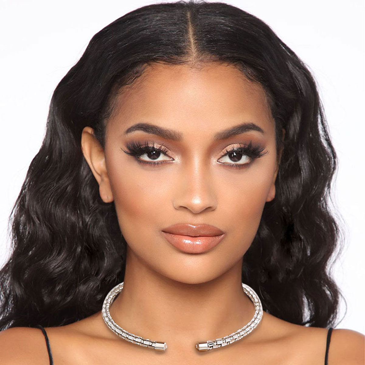 Gold Open Collar Crystal Necklace