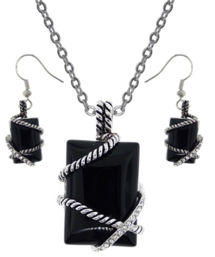 Onyx Crystal Necklace Set