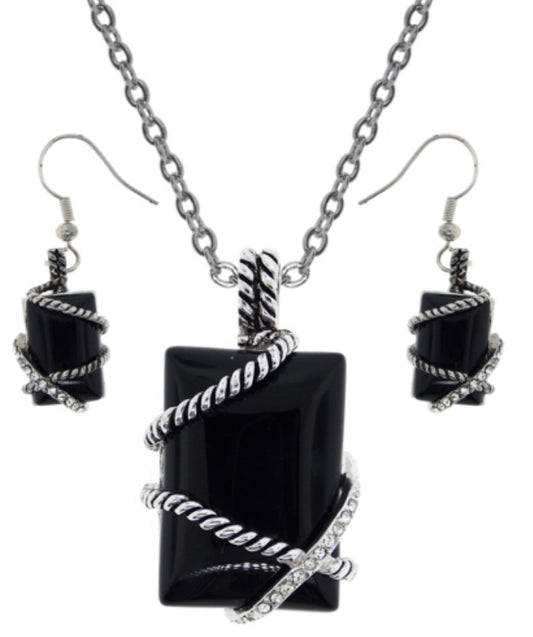 Onyx Crystal Necklace Set