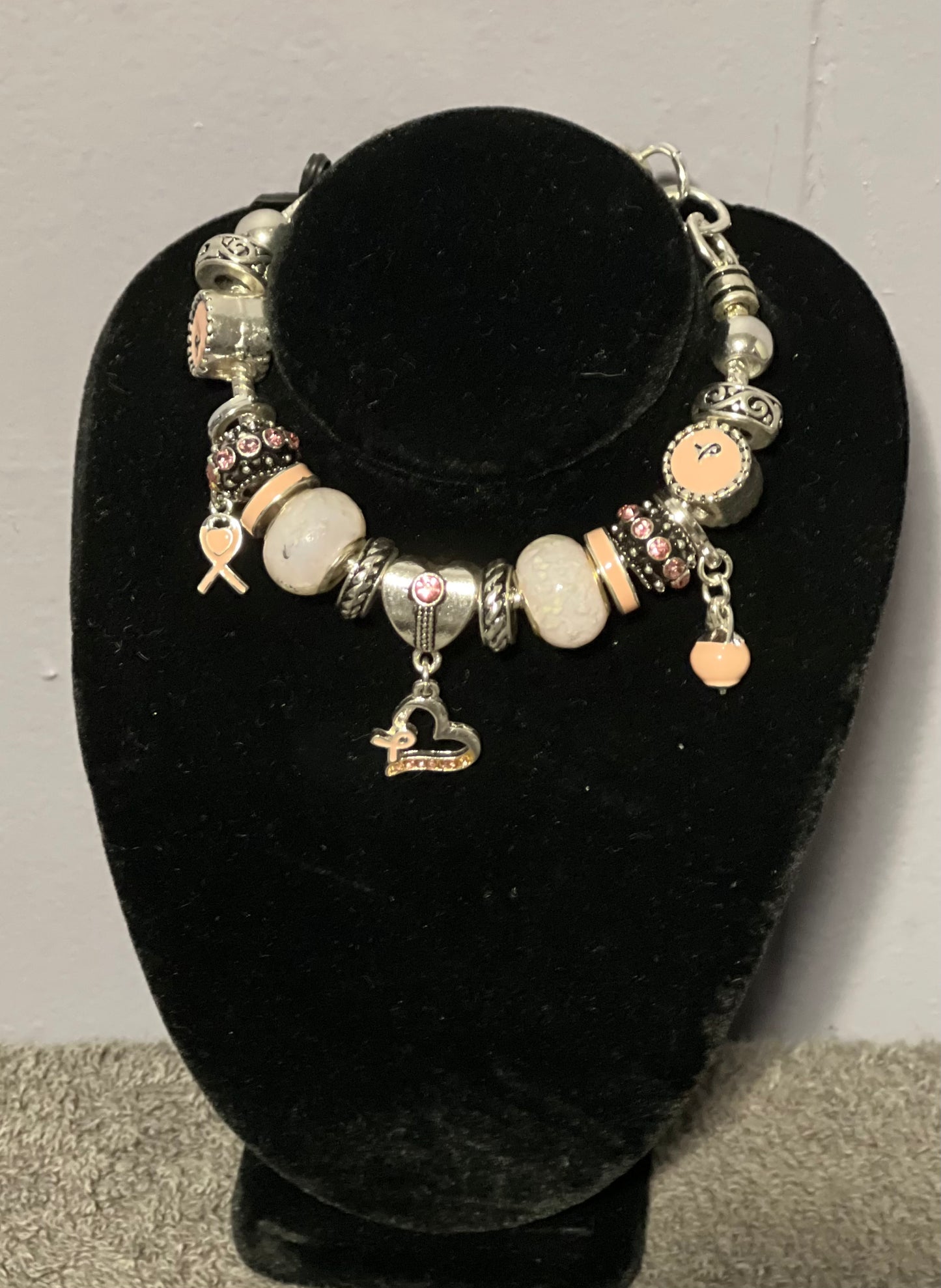 Breast Cancer Awareness Heart Bracelet