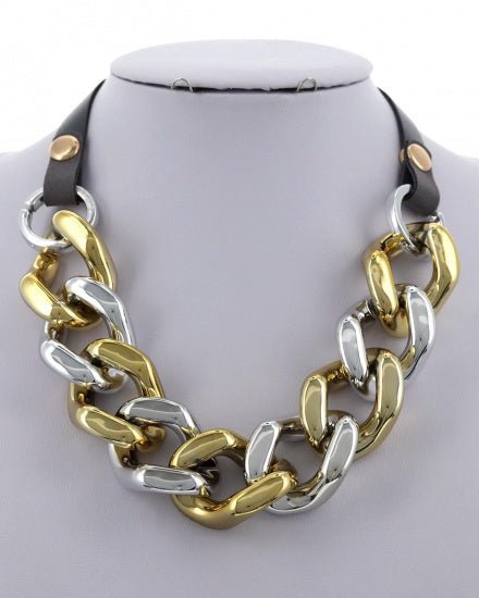 Heavy Metal Gold n Silver link Necklace